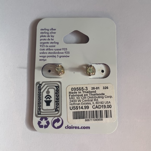 Sterling Silver Genuine Crystal Stud Earrings ‘S’ - Picture 2 of 4